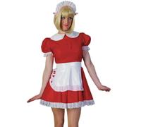 YGZHANYUANOKU Minivestido plisado de PVC con cuello de Peter Pan y encaje y manga abombada, disfraz de cosplay con delantal, color rojo, talla 6XL