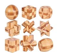 YGZN 9 Piezas Cubo Rompecabezas 3D de Madera del Enigma Juego Puzle - IQ Juguete Educativo - 3D Brain Teaser Puzzle de Madera - Juego Niños y Adolescentes (Wooden Puzzles 9Set)