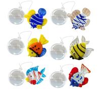 YHAILI 6 piezas de decoración de peces flotantes de cristal colorido para acuario, decoración artesanal de burbujas para decoración del hogar