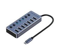 YHAILI Divisor USB 3.0 de aluminio de 4/7/10 puertos, adaptador USB de transferencia de datos de alta velocidad y carga con interruptores independientes