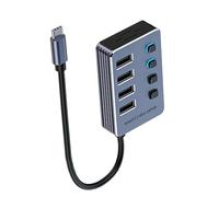 YHAILI Divisor USB 3.0 de aluminio de 4/7/10 puertos, adaptador USB de transferencia de datos de alta velocidad y carga con interruptores independientes