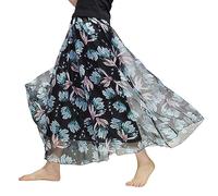 YHANNI Faldas Largas Mujer Verano Faldas Largas Retro Mujeres Elegantes Chiffon Playa Faldas Largas De Cintura Alta Ropa Femenina-N,90Cm