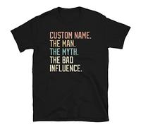 YHBCVSS Custom Name The Man Woman The Myth The Bad Influence Short-Sleeve Unisex T-Shirt(Small)