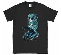 YHBCVSS Day of The Dead Skull Woman with Long Hair Mens White Yellow Black Red Mens Women T Tshirts Camisetas y Tops 100% Cotton Black(Large)