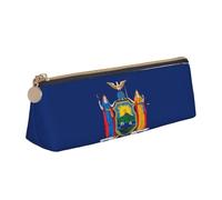 YHBLYKXP Bolsa de almacenamiento de cuero triangular con estampado de bandera de Nueva York, bolsa de maquillaje portátil, almacenamiento diario de objetos pequeños, Blanco, Talla única, Ligero