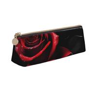 YHBLYKXP Bolsa de almacenamiento de papelería de cuero triangular con estampado de rosas y rojas, bolsa de maquillaje portátil, almacenamiento diario de objetos pequeños, Blanco, Talla única, Ligero