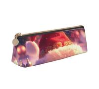 YHBLYKXP Bolsa de almacenamiento de piel triangular con diseño de sombrero de Papá Noel, bolsa de maquillaje portátil, almacenamiento diario de objetos pequeños