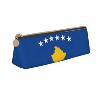 YHBLYKXP Bolsa de almacenamiento de piel triangular con estampado de bandera de Kosovo, bolsa de maquillaje portátil, almacenamiento diario de objetos pequeños, Blanco, Talla única, Ligero