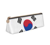 YHBLYKXP Bolsa de almacenamiento de piel triangular con estampado de bandera de la República de Corea, bolsa de maquillaje portátil, almacenamiento diario de objetos pequeños, Blanco, Talla única,