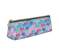 YHBLYKXP Bolsa de almacenamiento de piel triangular con estampado de escamas de peces, bolsa de maquillaje portátil, almacenamiento diario de objetos pequeños