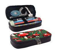 YHBLYKXP Bolsa de cosméticos con solapa de piel con estampado de setas rojas, organizador de artículos de tocador, monedero con cremallera, estuche de cosméticos, Negro -, Talla única
