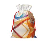 YHBLYKXP Bolsa de embalaje de Navidad con cordón de impresión artística de líneas coloridas, bolsa de regalo reutilizable para cumpleaños, fiesta de Acción de Gracias