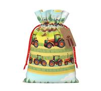 YHBLYKXP Bolsa de embalaje de Navidad con cordón y estampado de agricultura de tractores, reutilizable, para cumpleaños, fiesta de Acción de Gracias