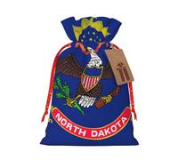 YHBLYKXP Bolsa de embalaje de Navidad con cordón y estampado de bandera del estado de Dakota del Norte, bolsa de regalo reutilizable para cumpleaños, fiesta de Acción