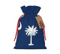 YHBLYKXP Bolsa de embalaje de Navidad con cordón y estampado de la bandera de Carolina del Sur, reutilizable, para cumpleaños, fiesta de Acción de Gracias