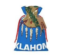 YHBLYKXP Bolsa de embalaje de Navidad con cordón y estampado de la bandera del estado de Oklahoma, bolsa de regalo reutilizable para cumpleaños, fiesta de Acción de Gracias