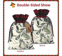 YHBLYKXP Bonitas bolsas de Navidad con cordón con estampado de hojas de palmera, bolsas de regalo para fiestas