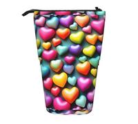 YHBLYKXP Colorido estuche retráctil vertical con estampado de corazones arcoíris, bolsa de almacenamiento, apto para viajes de oficina y transporte diario