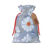 YHBLYKXP Daisy Blue. Bolsa de embalaje de Navidad con cordón impreso, reutilizable, bolsa de regalo para cumpleaños, fiesta de Acción de Gracias