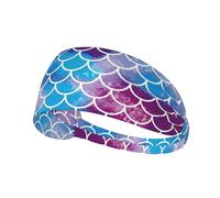 YHBLYKXP Diademas con estampado de escamas de pez sirena, accesorios para el cabello de moda, bandas elásticas deportivas para el pelo, color negro