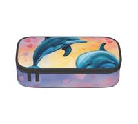 YHBLYKXP Dolphins in Love - Bolsa de almacenamiento de gran capacidad para suministros de oficina, bolsa de maquillaje, organizador de escritorio con estampado de delfines