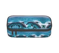 YHBLYKXP Dolphins in the Sea Print - Bolsa de almacenamiento de gran capacidad, para viajes, oficina, bolsa de maquillaje, organizador de escritorio con