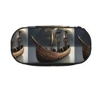 YHBLYKXP Estuche de tela Oxford con estampado de barco pirata nórdico con compartimentos de malla ordenados, una opción práctica o viaje