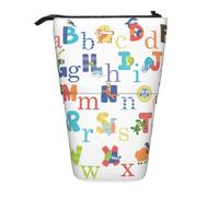 YHBLYKXP Estuche retráctil vertical con estampado de alfabeto de animales, bolsa de almacenamiento, apto para viajes de oficina y transporte diario