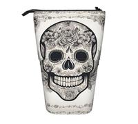 YHBLYKXP Estuche retráctil vertical con estampado de calavera mexicana, bolsa de almacenamiento, apto para viajes de oficina y transporte diario