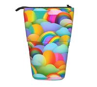 YHBLYKXP Estuche retráctil vertical con estampado de corazones de arco iris, bolsa de almacenamiento, apto para viajes de oficina y transporte diario