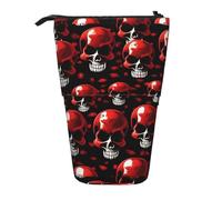 YHBLYKXP Estuche retráctil vertical con estampado de esqueletos rojos, bolsa de almacenamiento, apto para viajes de oficina y transporte diario