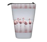 YHBLYKXP Estuche retráctil vertical con estampado de flamencos sobre blanco, bolsa de almacenamiento, apto para viajes de oficina y transporte diario