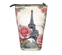 YHBLYKXP Estuche retráctil vertical con estampado de flores de la Torre Eiffel, bolsa de almacenamiento, apto para viajes de oficina y transporte diario