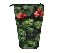 YHBLYKXP Estuche retráctil vertical con estampado de flores tropicales y follaje, bolsa de almacenamiento, apto para viajes de oficina y transporte diario