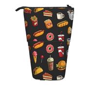 YHBLYKXP Estuche retráctil vertical con estampado de hamburguesas y patas de pollo, bolsa de almacenamiento, apto para viajes de oficina y transporte diario