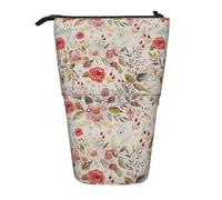 YHBLYKXP Estuche retráctil vertical con estampado de hojas de flores, bolsa de almacenamiento, apto para viajes de oficina y transporte diario