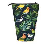 YHBLYKXP Estuche retráctil vertical con estampado de hojas de pájaros tropicales, bolsa de almacenamiento, apto para viajes de oficina y transporte diario
