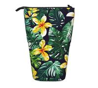 YHBLYKXP Estuche retráctil vertical con estampado de hojas tropicales hawaianas, bolsa de almacenamiento, apto para viajes de oficina y transporte diario