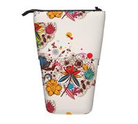 YHBLYKXP Estuche retráctil vertical con estampado de mariposas y flores coloridas, bolsa de almacenamiento, apto para viajes de oficina y transporte diario