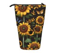YHBLYKXP Estuche retráctil vertical con estampado de mariposas y girasoles, bolsa de almacenamiento, apto para viajes de oficina y transporte diario