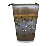 YHBLYKXP Estuche retráctil vertical con estampado de patos salvajes voladores, bolsa de almacenamiento, apto para viajes de oficina y transporte diario