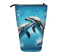YHBLYKXP Estuche retráctil vertical con estampado Dolphins in Love, bolsa de almacenamiento, apto para viajes de oficina y transporte diario