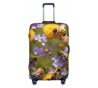 YHBLYKXP Funda de equipaje con estampado de abejas y flores silvestres, protector de maleta, funda protectora elástica, se adapta a maletas de 18 a 32 pulgadas, Blanco, XL