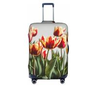 YHBLYKXP Funda de equipaje con estampado de tulipanes coloridos, protector de maleta, funda protectora elástica, se adapta a maletas de 18 a 32 pulgadas, Blanco, L