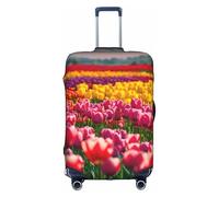 YHBLYKXP Funda de equipaje con estampado de tulipanes coloridos, protector de maleta, funda protectora elástica, se adapta a maletas de 18 a 32 pulgadas, Blanco, M