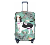 YHBLYKXP Funda de equipaje con estampado floral Sweet Basset Hound para maleta, funda protectora elástica, se adapta a maletas de 18 a 32 pulgadas, Blanco, XL