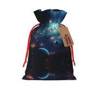 YHBLYKXP Planets Stars and Milky Way - Bolsa de embalaje de Navidad reutilizable para cumpleaños, fiesta de Acción de Gracias