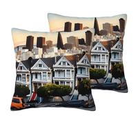 YHBLYKXP San Francisco - Juego de 2 fundas de almohada de lino sintético, decoración moderna para el hogar, para sofá, jardín, cama