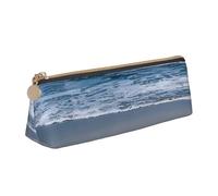 YHBLYKXP Serene Coastal Print - Bolsa de almacenamiento de piel triangular para artículos de papelería, bolsa de maquillaje portátil, almacenamiento diario de objetos pequeños, Blanco, Talla única,