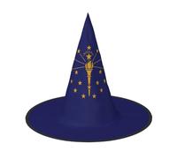 YHBLYKXP Sombrero de bruja ajustable de la bandera del estado de Indiana con ala plegable para fiesta de disfraces, carnaval, baile de máscaras